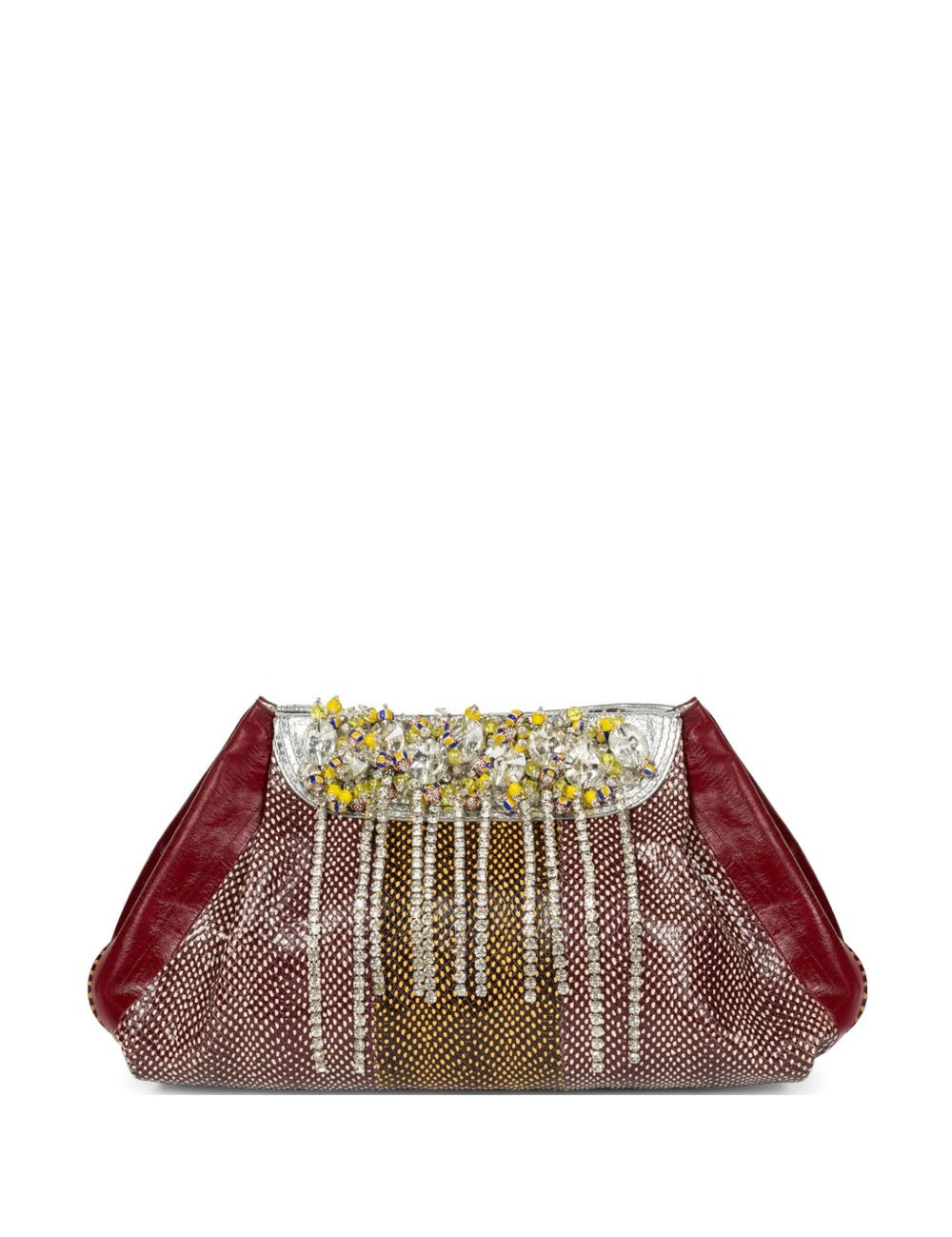 Borsa Blossom in vernice con cristalli in bordeaux Dries Van Noten - donna 