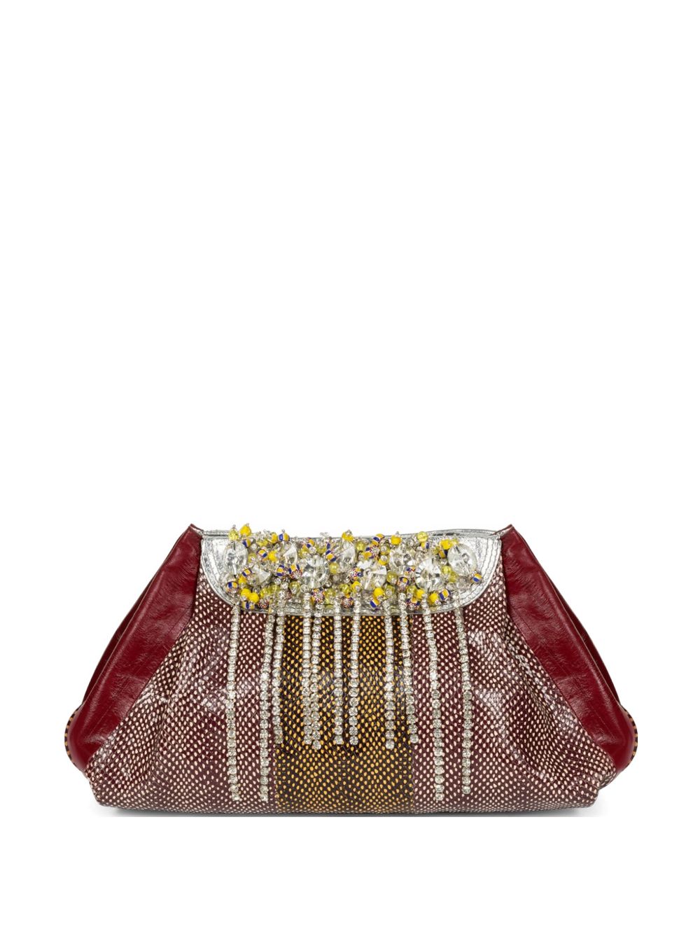 Borsa Blossom in vernice con cristalli in bordeaux Dries Van Noten - donna 