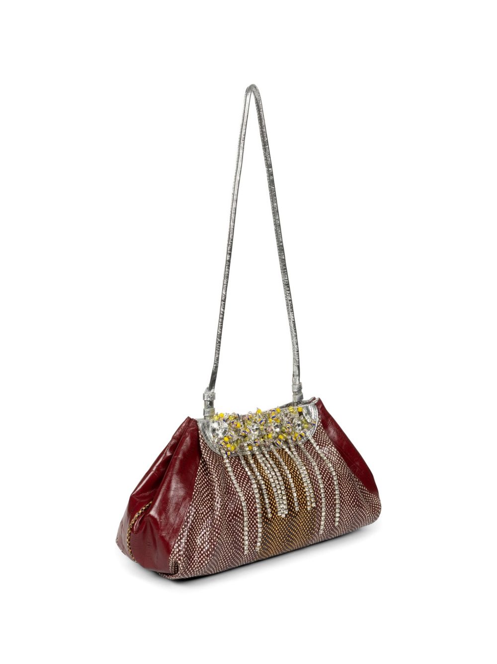 Borsa Blossom in vernice con cristalli in bordeaux Dries Van Noten - donna 