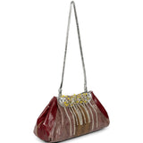 Borsa Blossom in vernice con cristalli in bordeaux Dries Van Noten - donna 