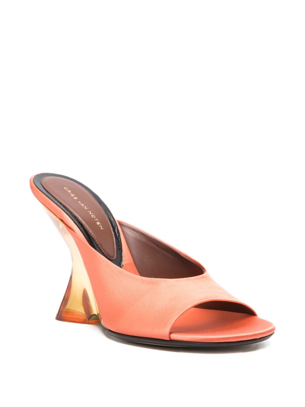 Mules con tacco scolpito in arancione Dries van noten - donna 