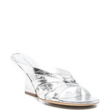 Mules con tacco in pelle metallizzata in argento Dries van noten - donna 