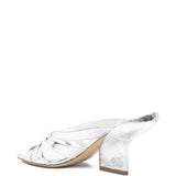 Mules con tacco in pelle metallizzata in argento Dries van noten - donna 