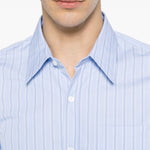 Camicia a righe corbino in celeste 