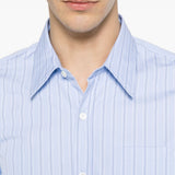 Camicia a righe corbino in celeste 