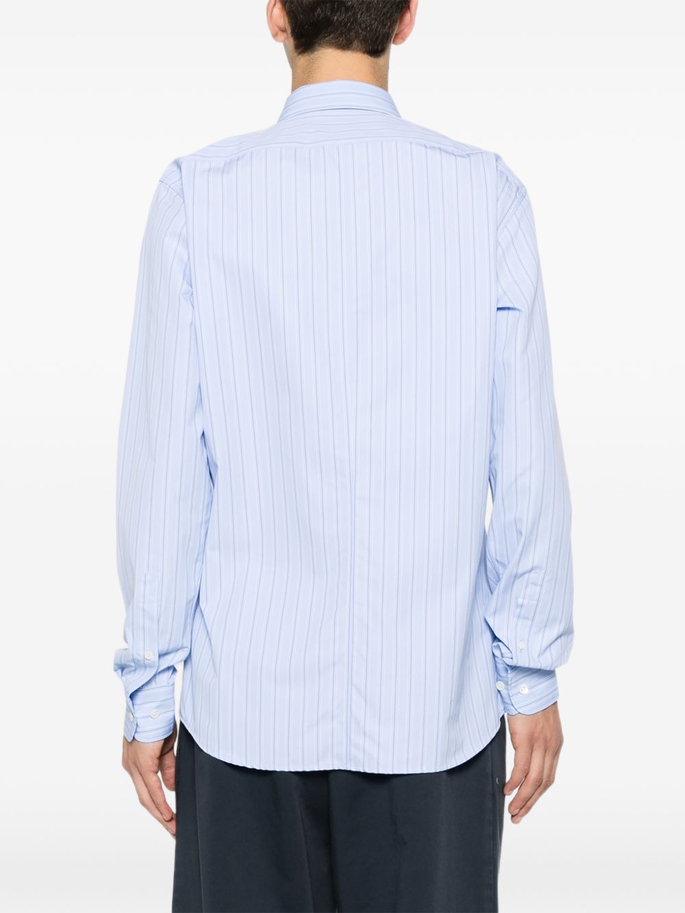 Camicia a righe corbino in celeste 