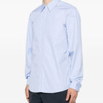Camicia a righe corbino in celeste 