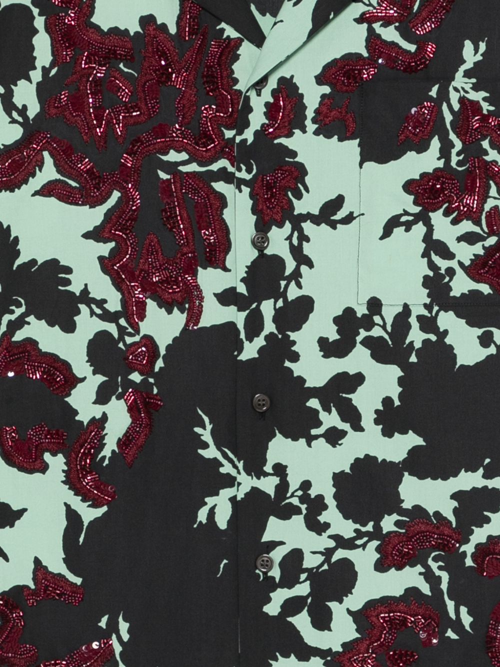 Camicia con design floreale carltone in verde Dries van noten - uomo 