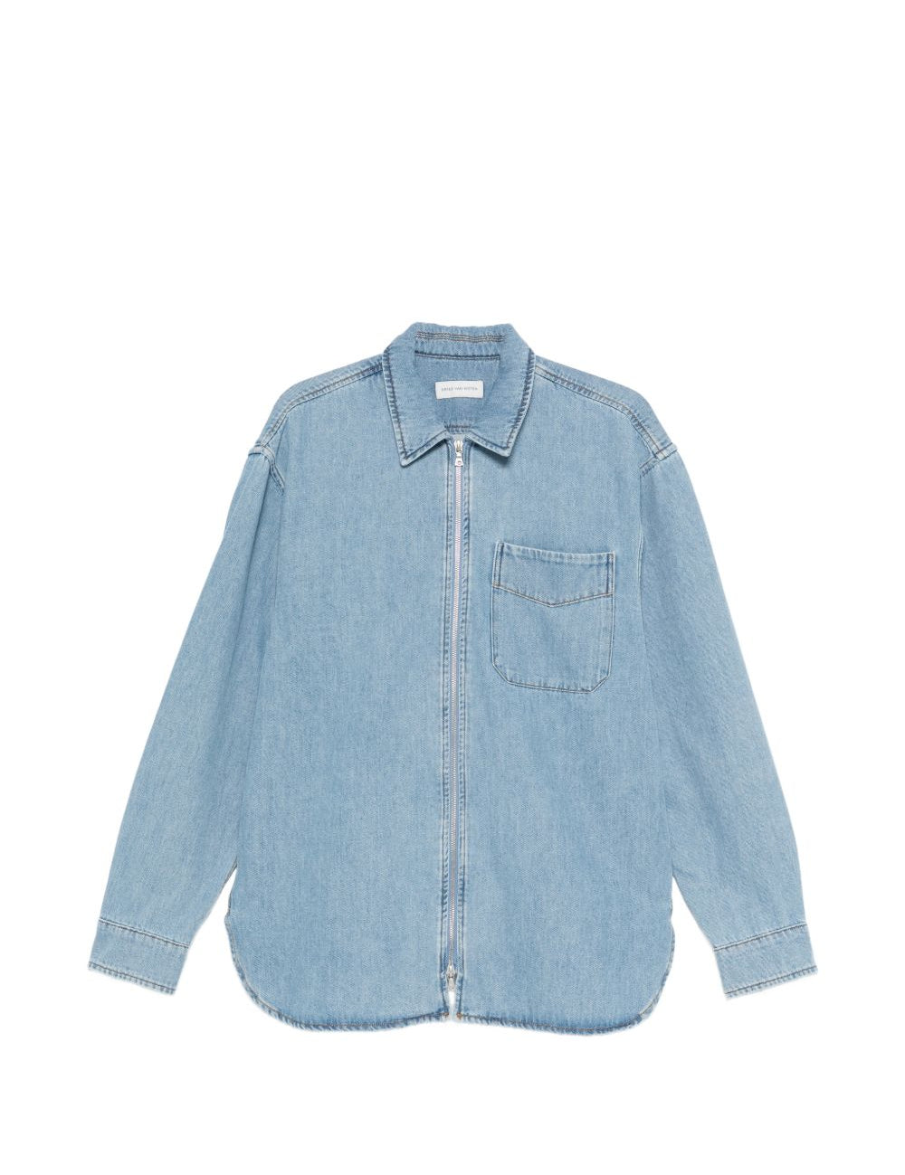 Camicia denim con zip croomson in celeste Dries van noten - uomo 