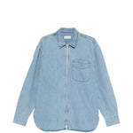 Camicia denim con zip croomson in celeste Dries van noten - uomo 