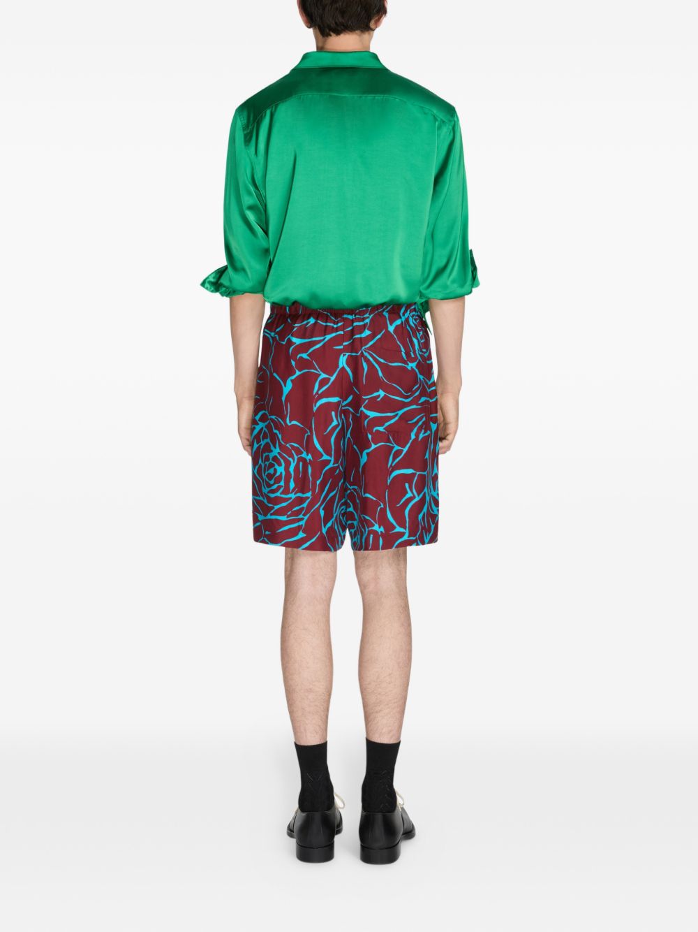 Shorts con stampa floreale piperi  in bordeaux 