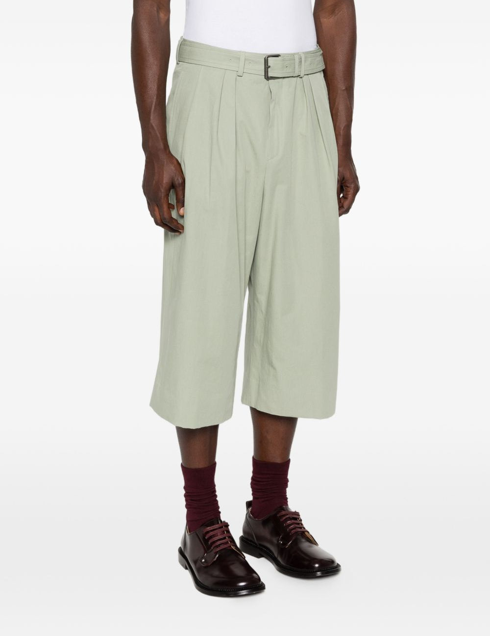 Pantaloncini a gamba larga con cintura preaches in verde Dries van noten - uomo 