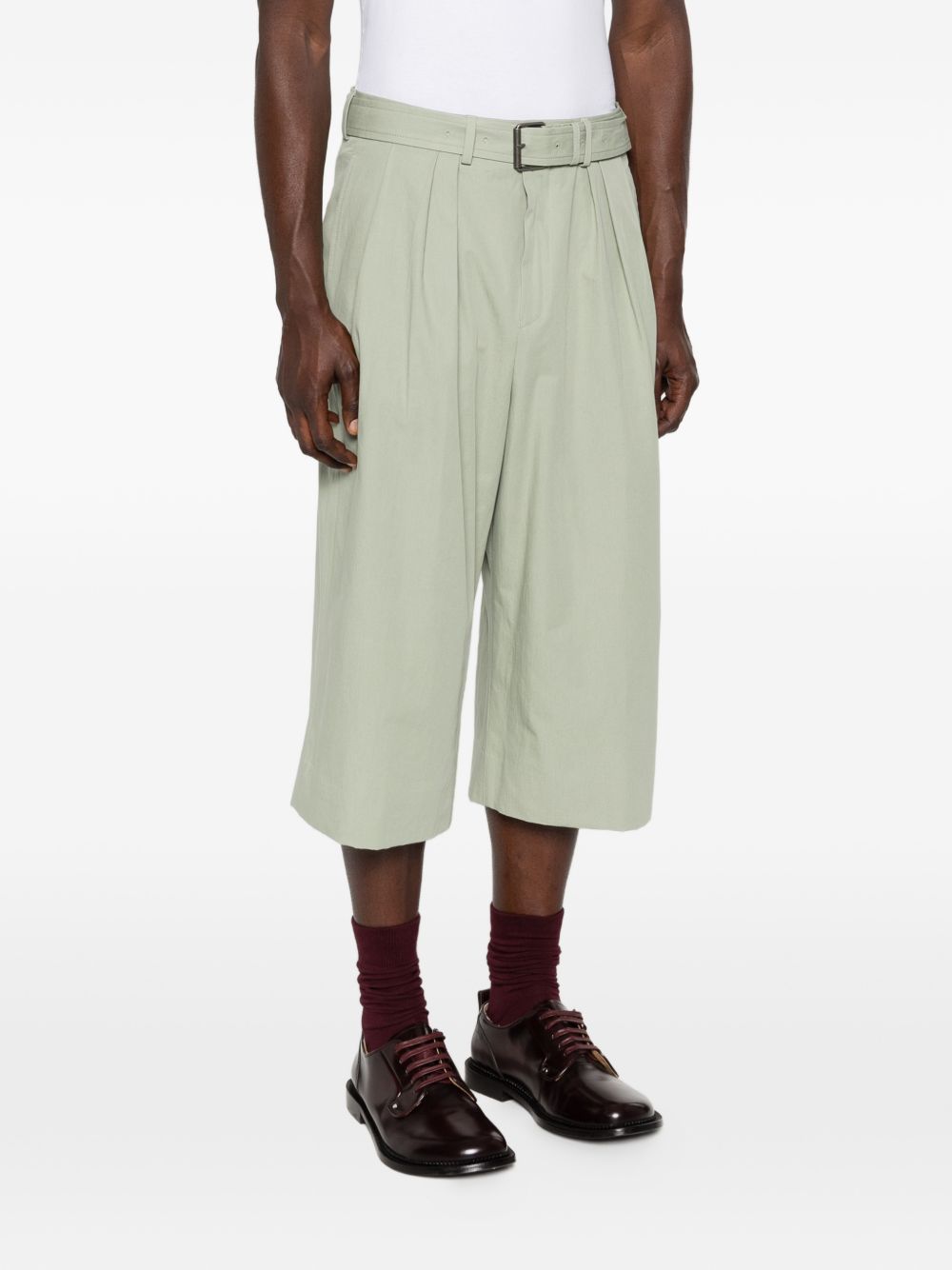 Pantaloncini a gamba larga con cintura preaches in verde Dries van noten - uomo 
