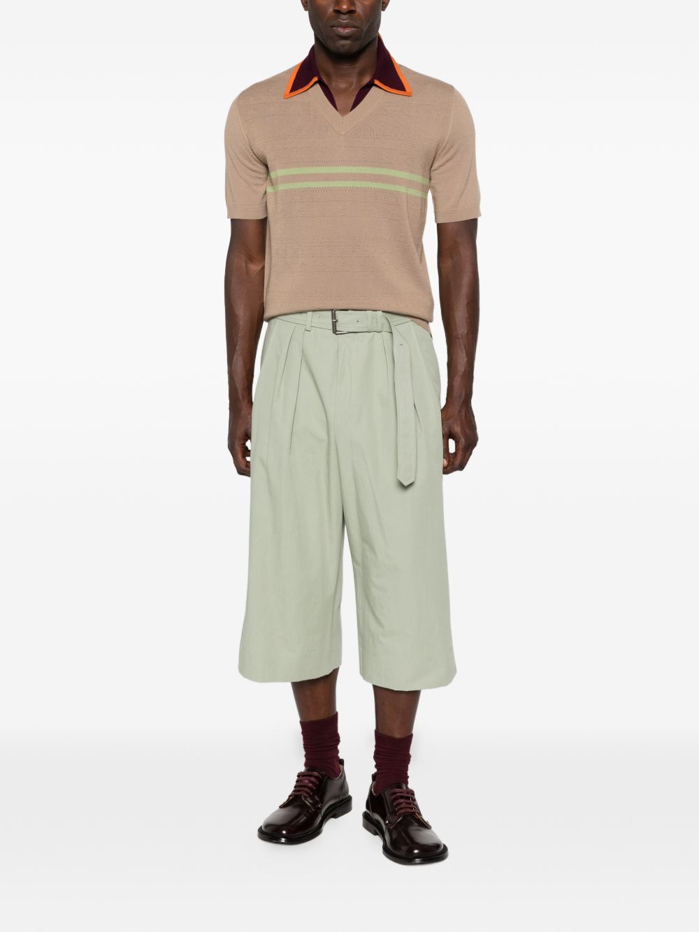 Pantaloncini a gamba larga con cintura preaches in verde Dries van noten - uomo 