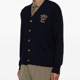 Cardigan con bottoni e ricamo di rose in blu Drole de monsieur - uomo 