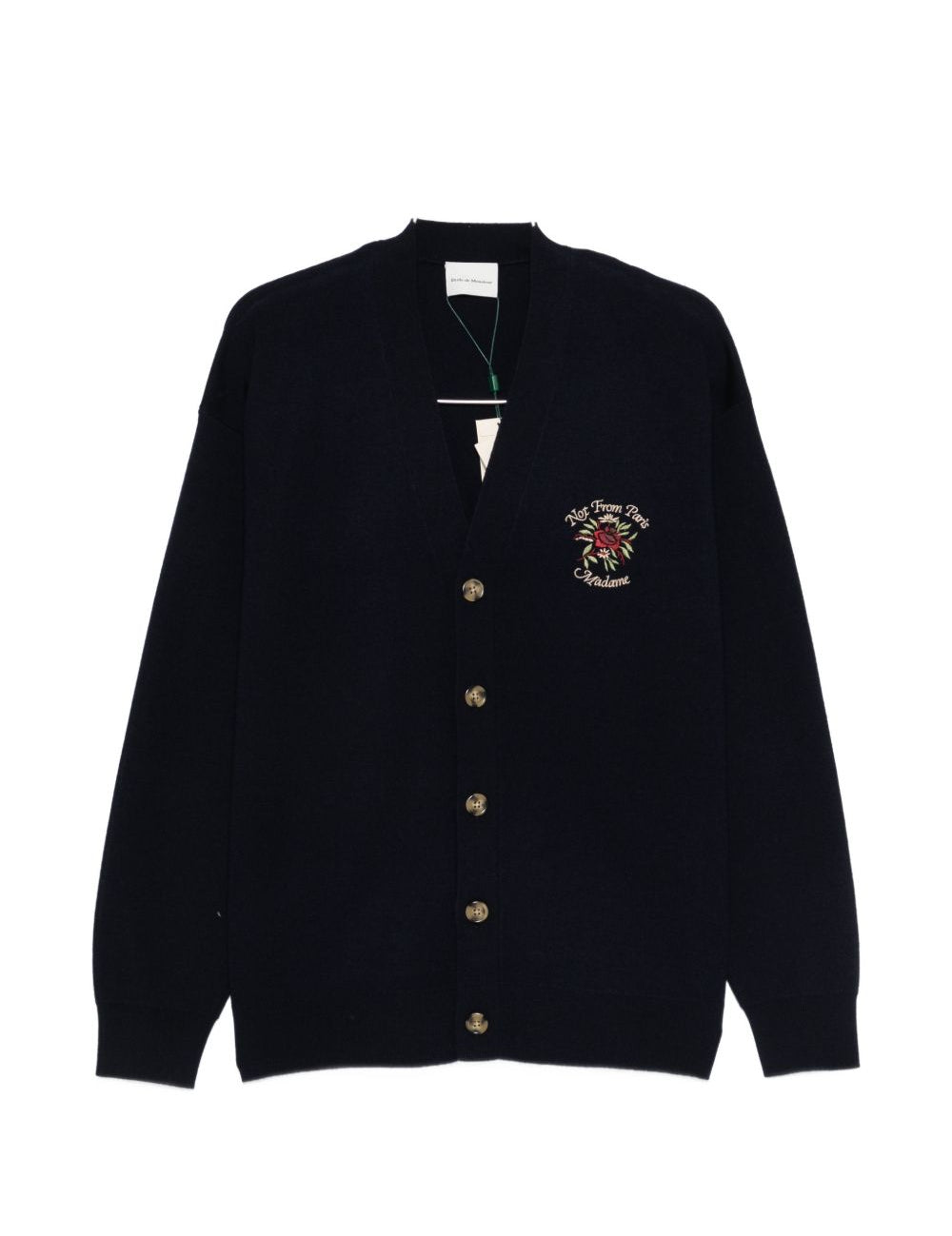 Cardigan con bottoni e ricamo di rose in blu Drole de monsieur - uomo 