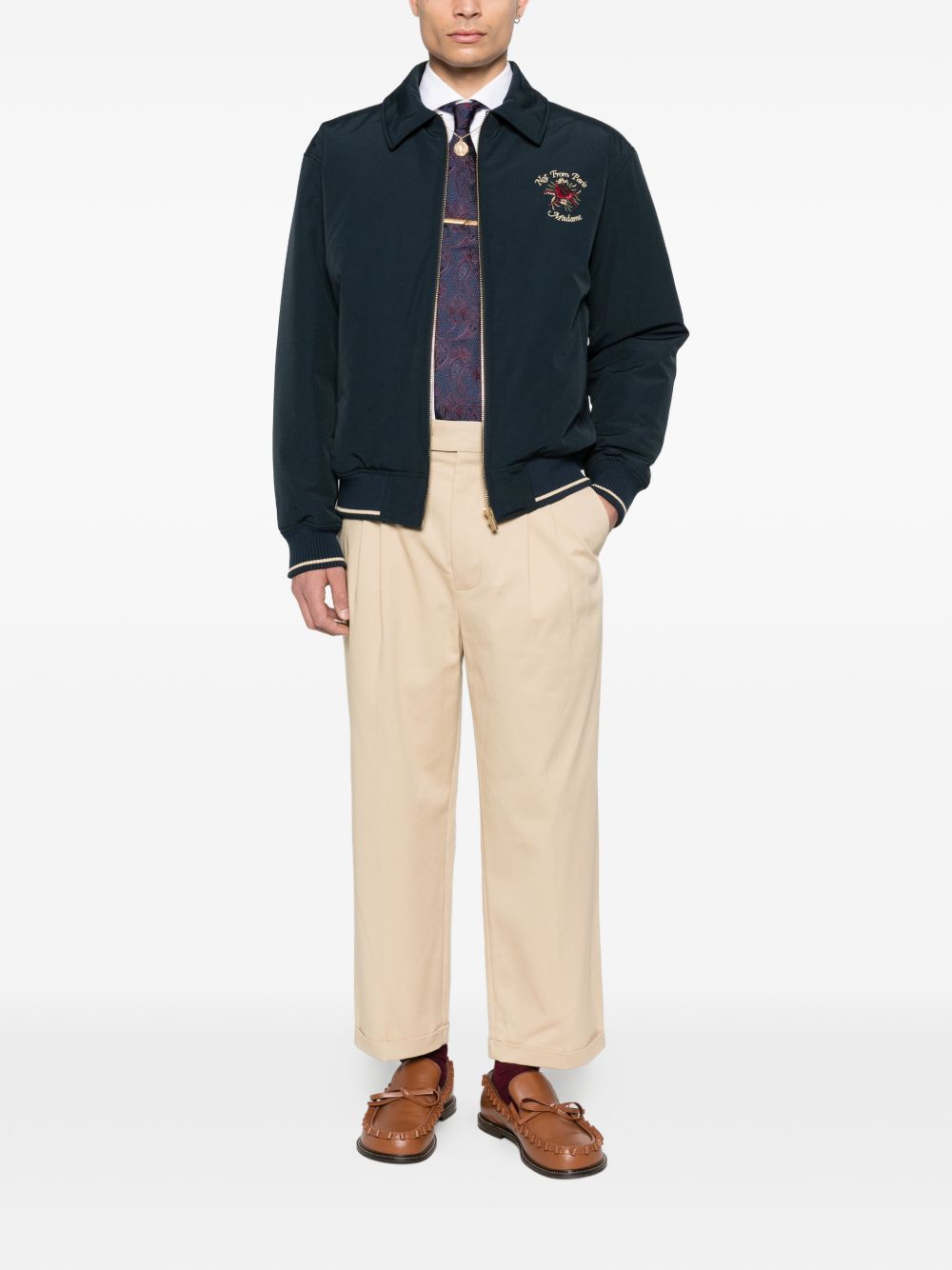 Bomber con ricamo in blue navy Drole De Monsieur - uomo 