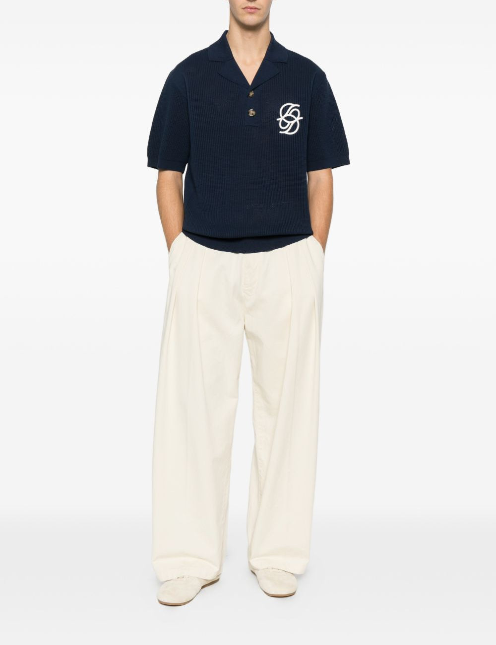 Polo Maille Monogramme in blu Drole de monsieur - uomo 
