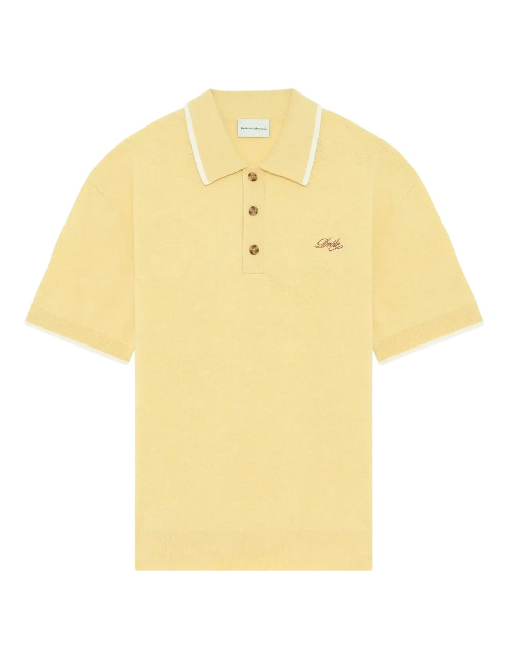 Polo con colletto ricamato in giallo Drole de monsieur - uomo 
