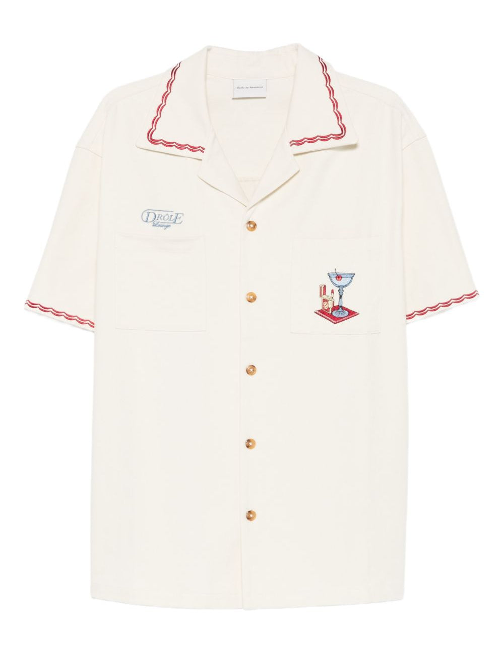 Camicia ricamata con taschino in bianco DROLE DE MONSIEUR - uomo 