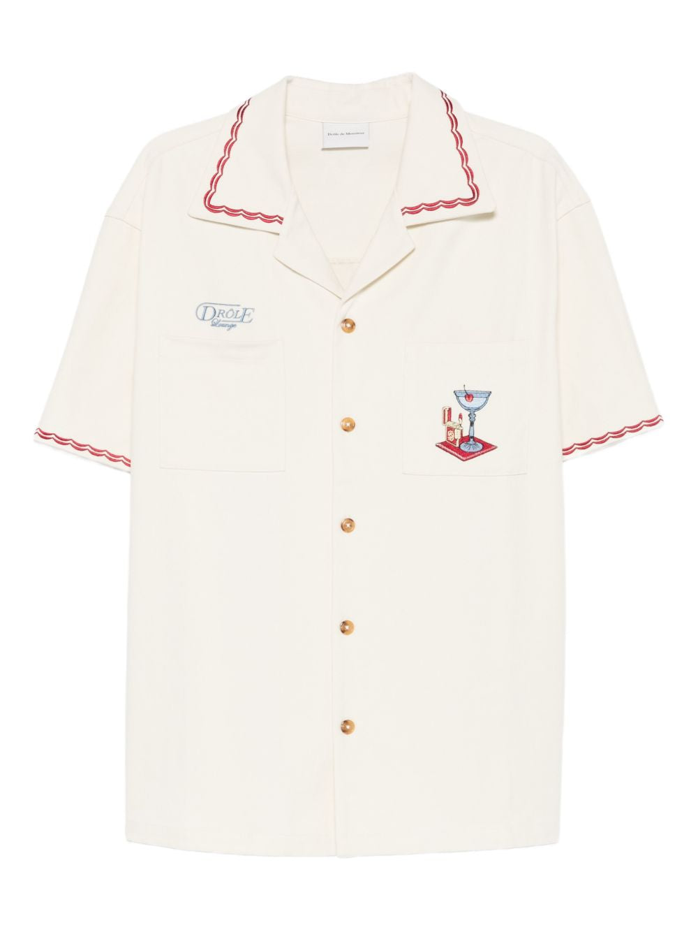 Camicia ricamata con taschino in bianco DROLE DE MONSIEUR - uomo 