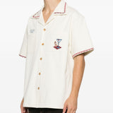 Camicia ricamata con taschino in bianco DROLE DE MONSIEUR - uomo 
