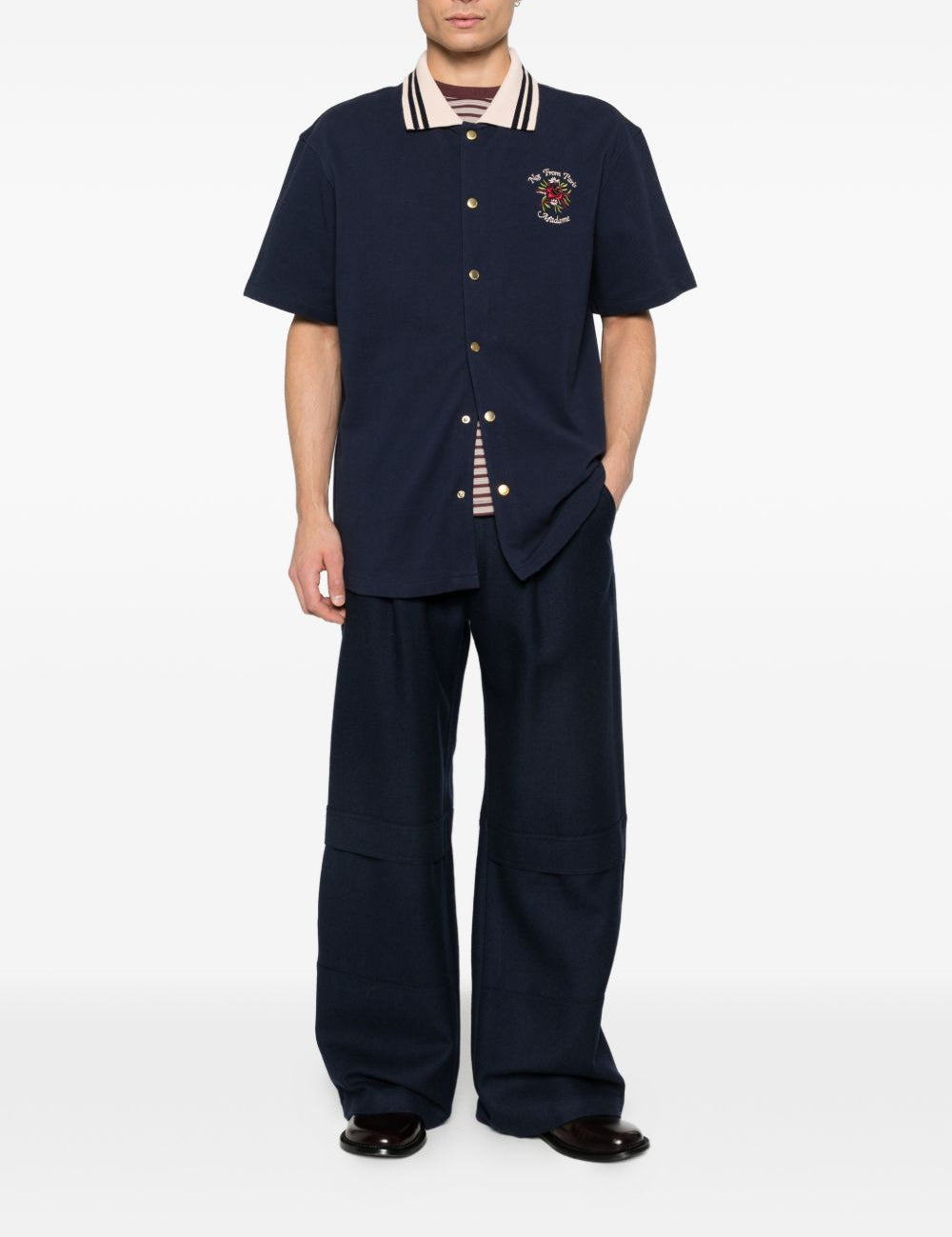 Camicia con colletto polo a contrasto in blu DROLE DE MONSIEUR - uomo 