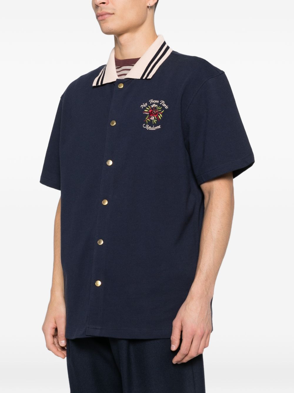 Camicia con colletto polo a contrasto in blu DROLE DE MONSIEUR - uomo 