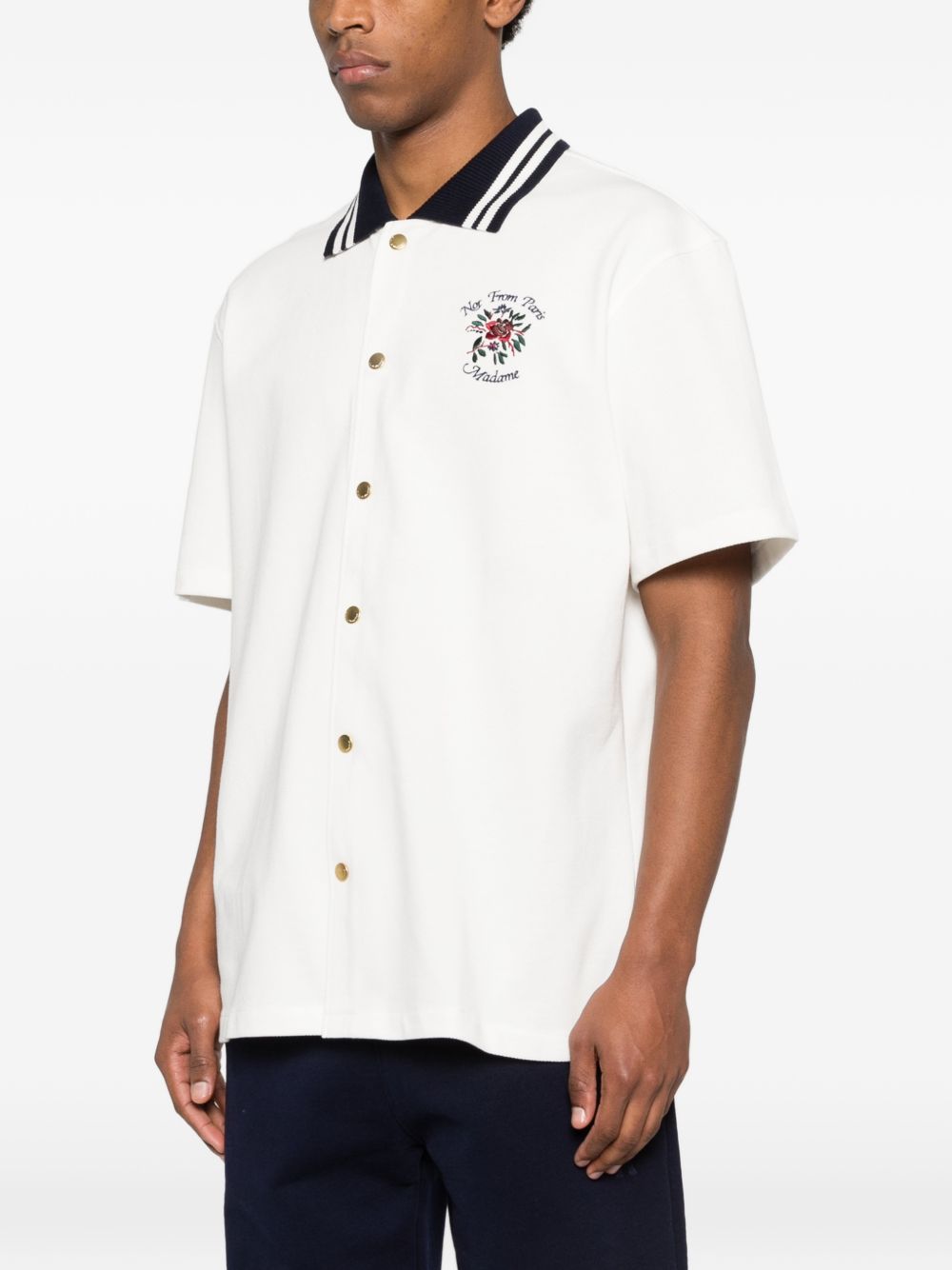 Camicia con colletto polo a contrasto in bianco DROLE DE MONSIEUR - uomo 