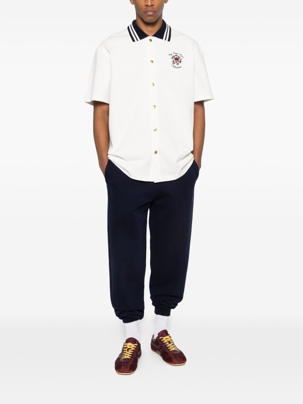 Camicia con colletto polo a contrasto in bianco DROLE DE MONSIEUR - uomo 