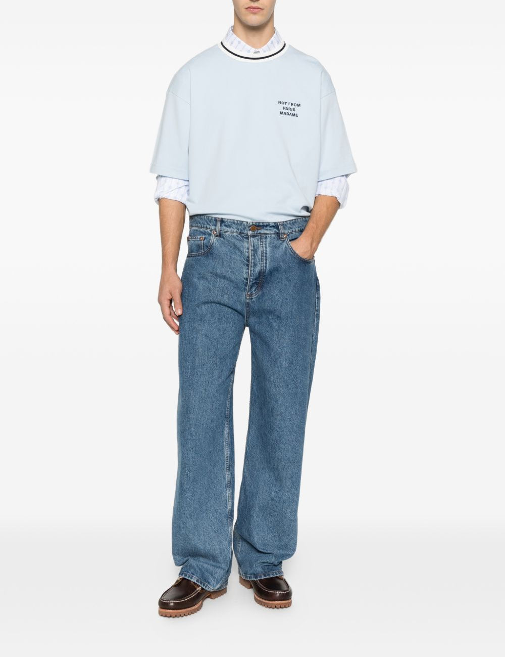 T-shirt girocollo in azzurro Drole de monsieur - uomo 