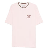 T-shirt con bordi a coste in bianco Drole de monsieur - uomo 