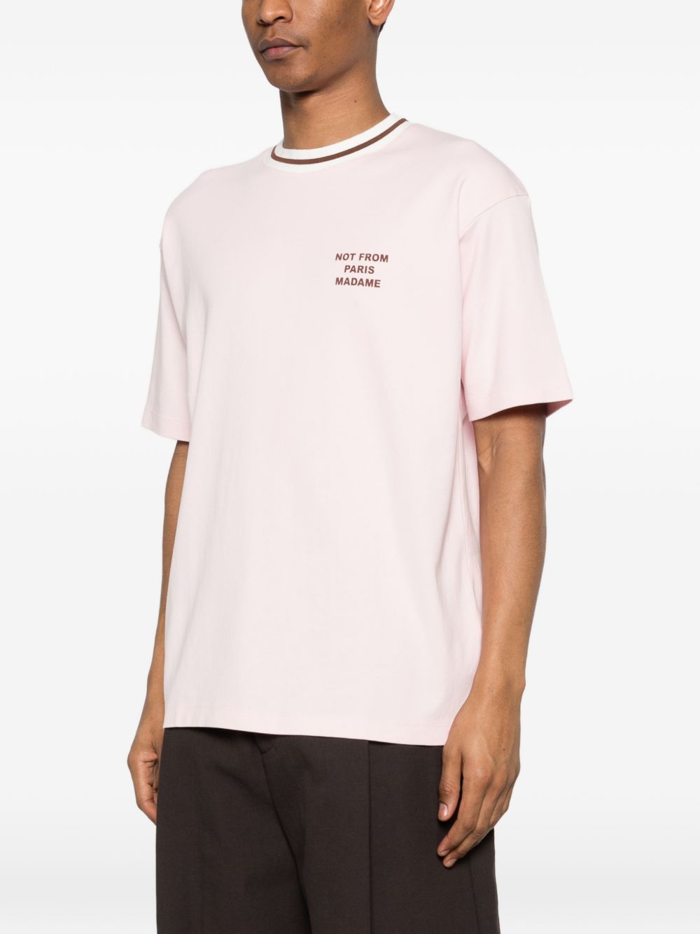 T-shirt con bordi a coste in bianco Drole de monsieur - uomo 