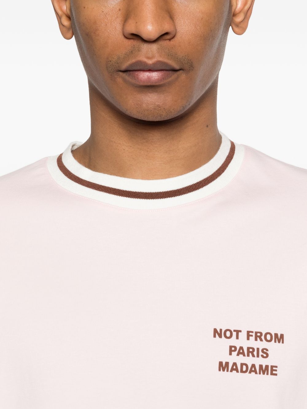 T-shirt con bordi a coste in bianco Drole de monsieur - uomo 