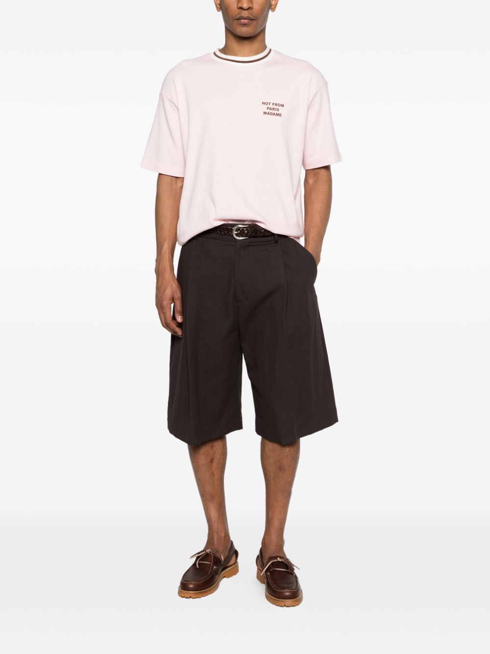 T-shirt con bordi a coste in bianco Drole de monsieur - uomo 