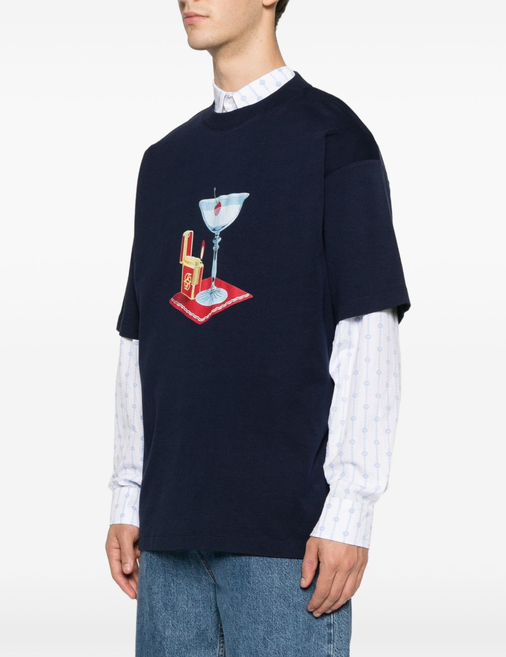 T-shirt con stampa grafica cocktail in blu Drole de monsieur - uomo 