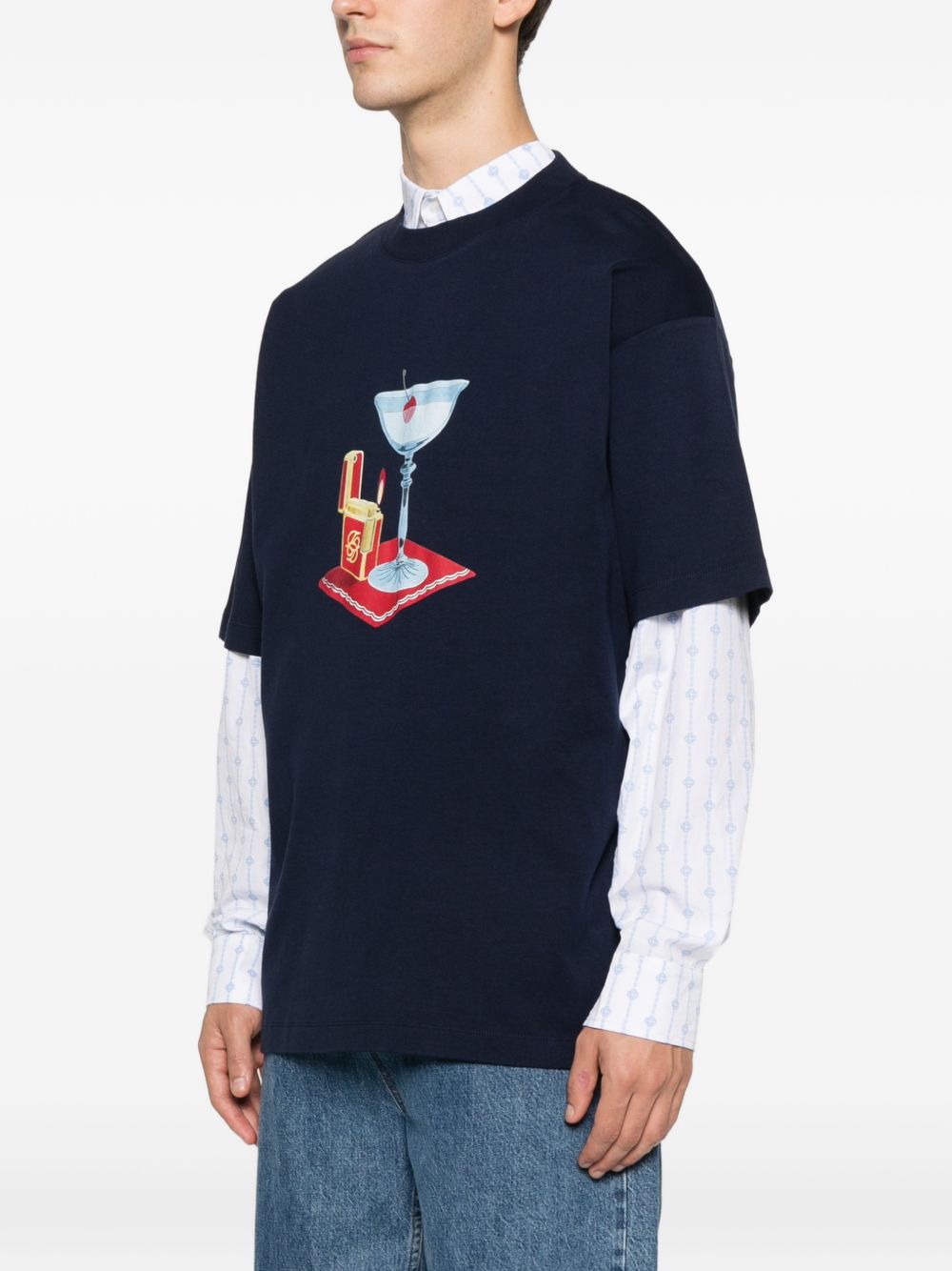 T-shirt con stampa grafica cocktail in blu Drole de monsieur - uomo 