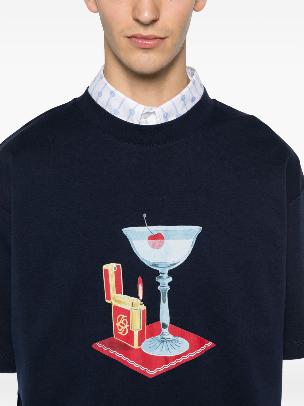 T-shirt con stampa grafica cocktail in blu Drole de monsieur - uomo 