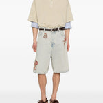 Bermuda con ricamo floreale in blu Drole de monsieur - uomo 