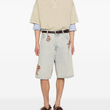 Bermuda con ricamo floreale in blu Drole de monsieur - uomo 