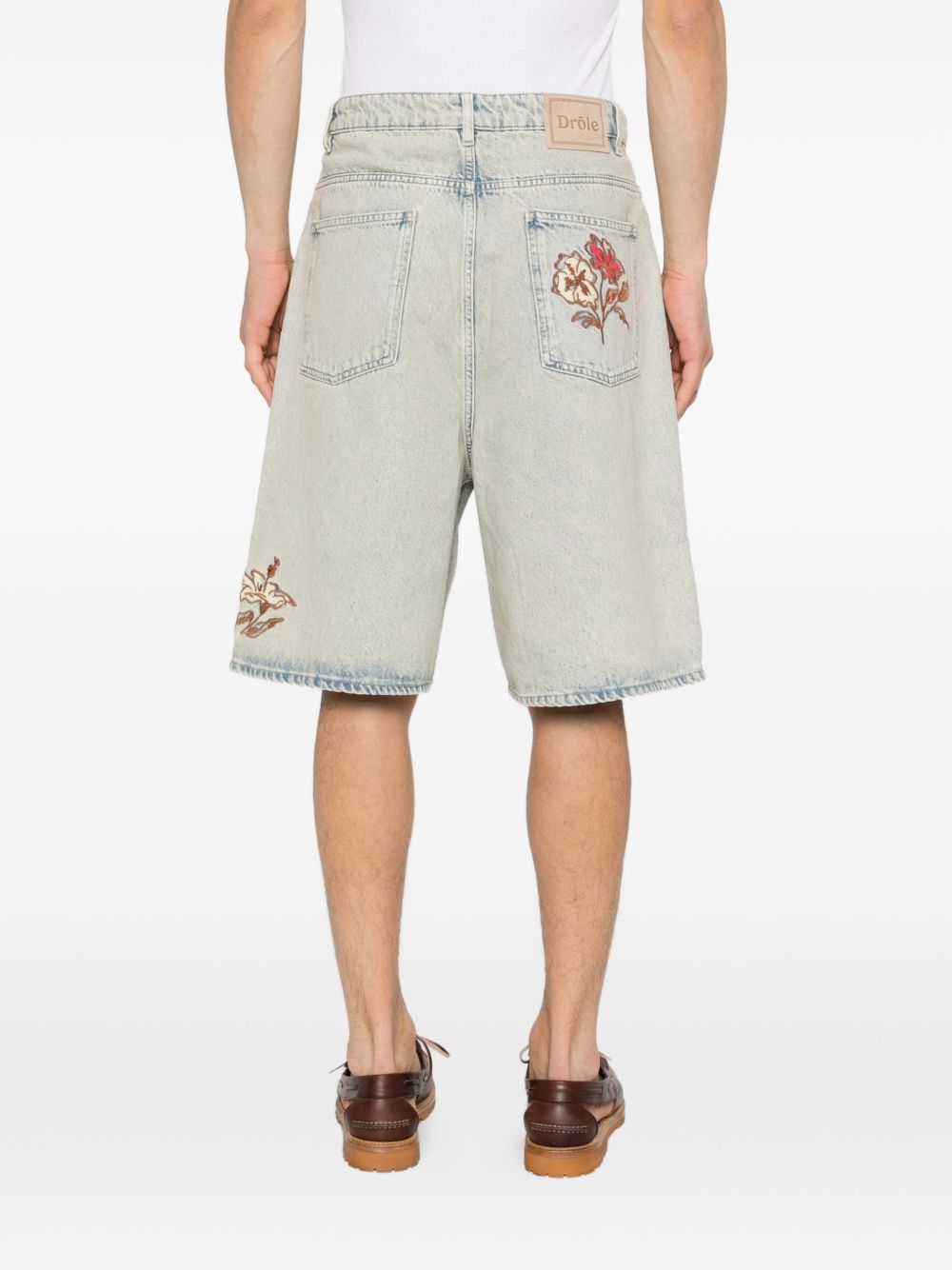 Bermuda con ricamo floreale in blu Drole de monsieur - uomo 