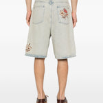 Bermuda con ricamo floreale in blu Drole de monsieur - uomo 