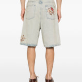 Bermuda con ricamo floreale in blu Drole de monsieur - uomo 