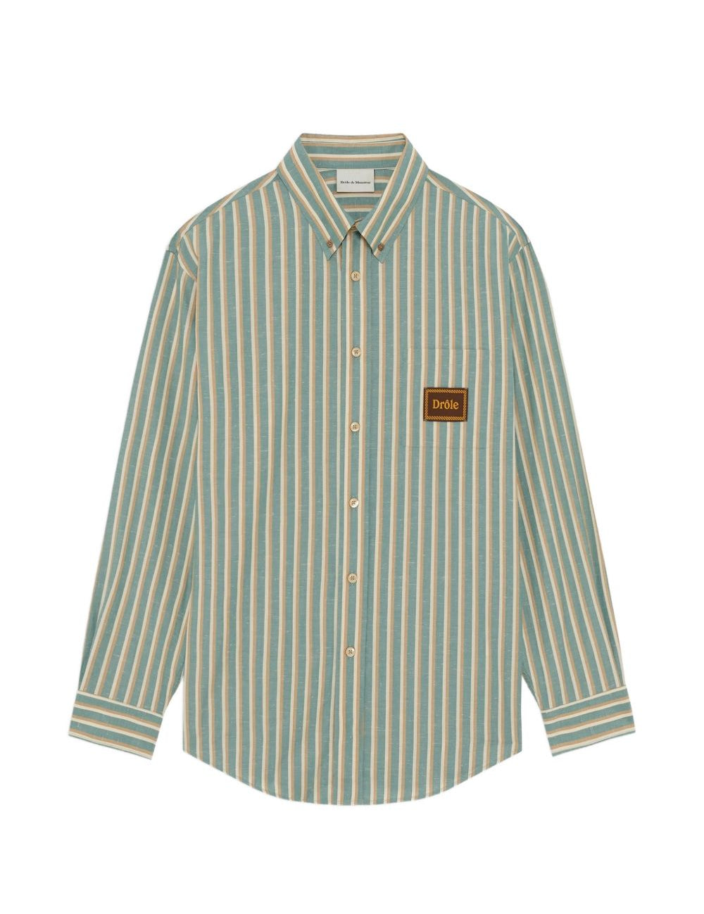 Camicia a righe con applicazione in verde Drole de monsieur - uomo 