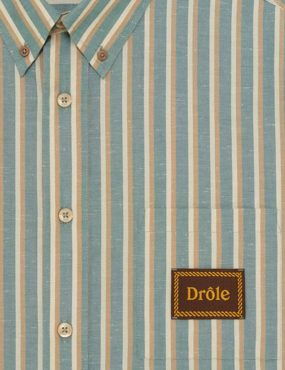 Camicia a righe con applicazione in verde Drole de monsieur - uomo 