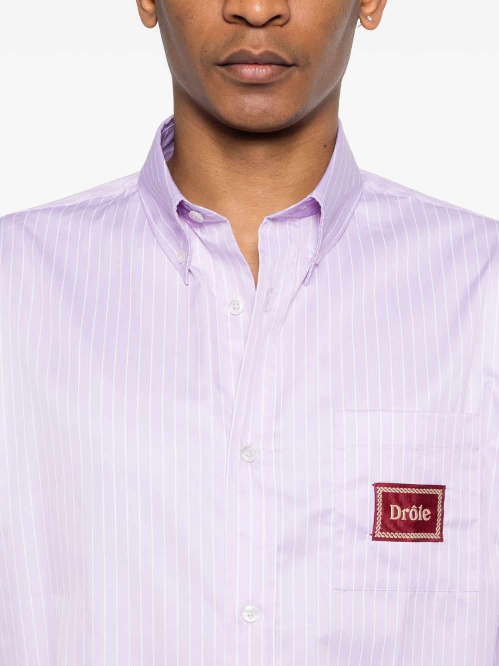 Camicia a maniche lunghe con ricamo in rosa Drole de monsieur - uomo 