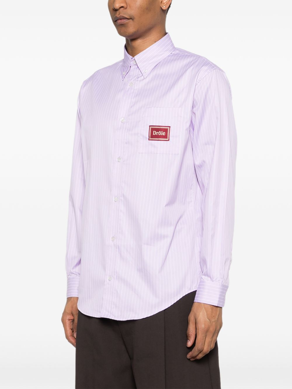 Camicia a maniche lunghe con ricamo in rosa Drole de monsieur - uomo 