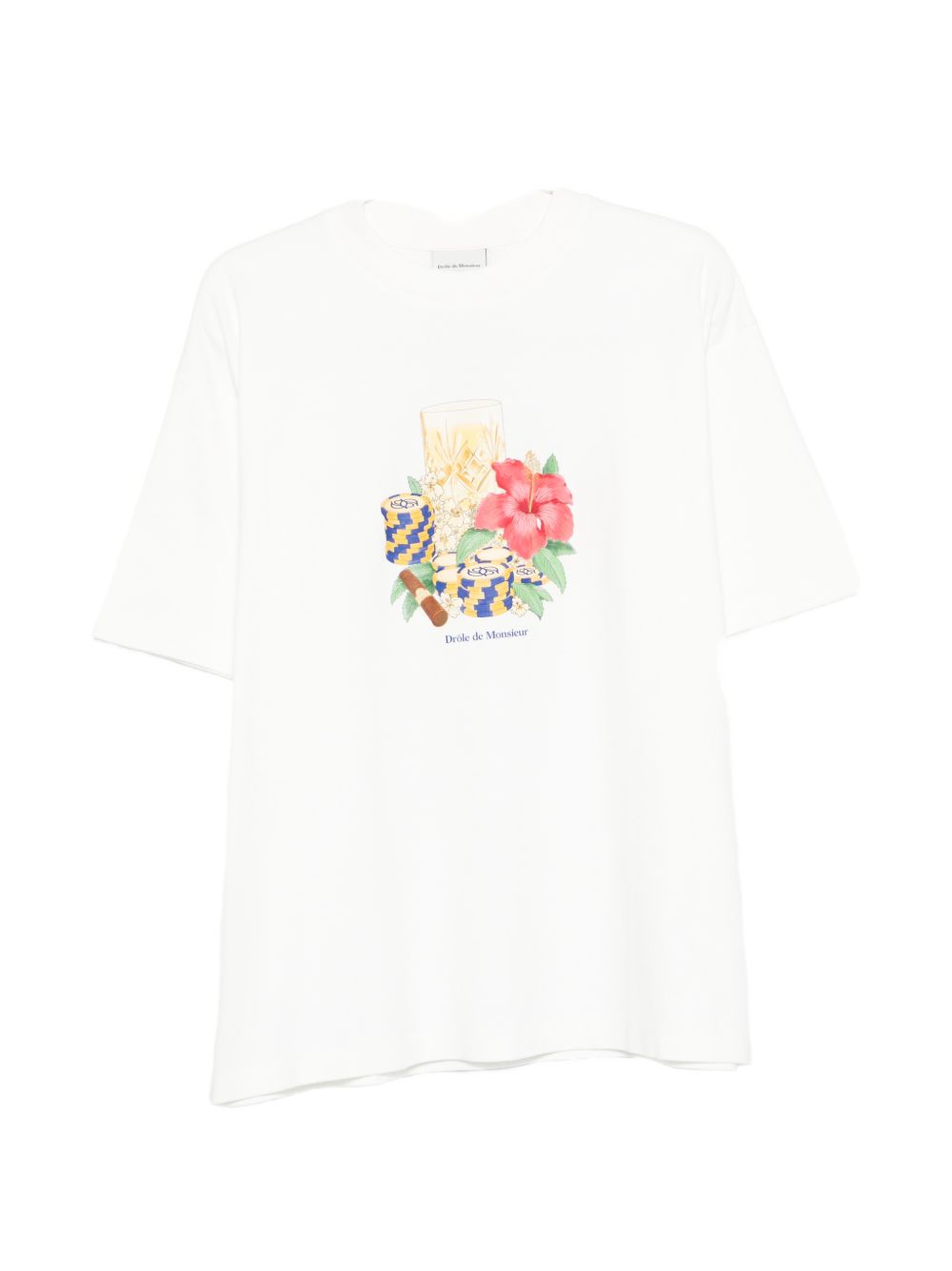 T-shirt Hibiscus Club a fiori in bianco Drole de monsieur - uomo 