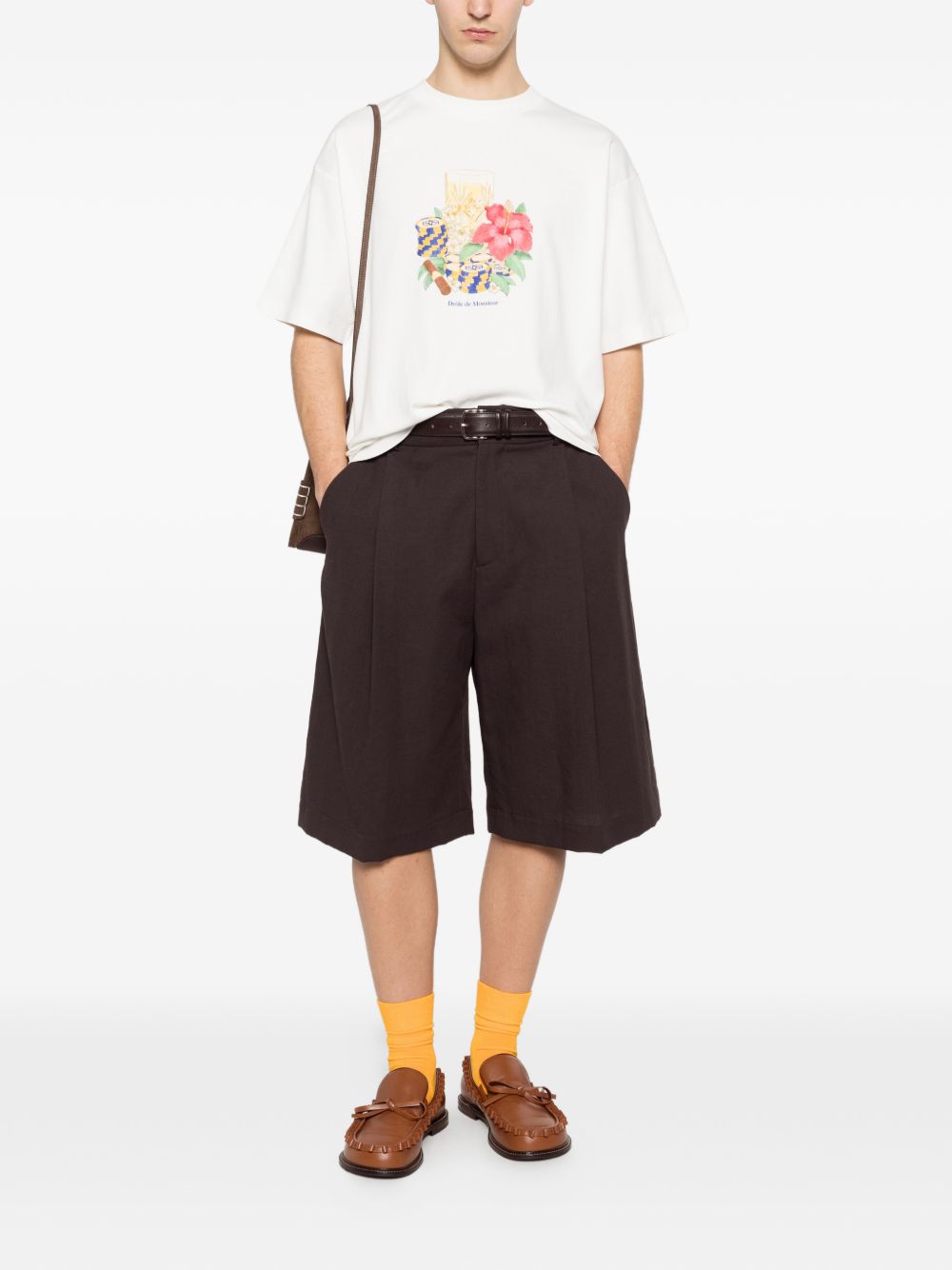 T-shirt Hibiscus Club a fiori in bianco Drole de monsieur - uomo 
