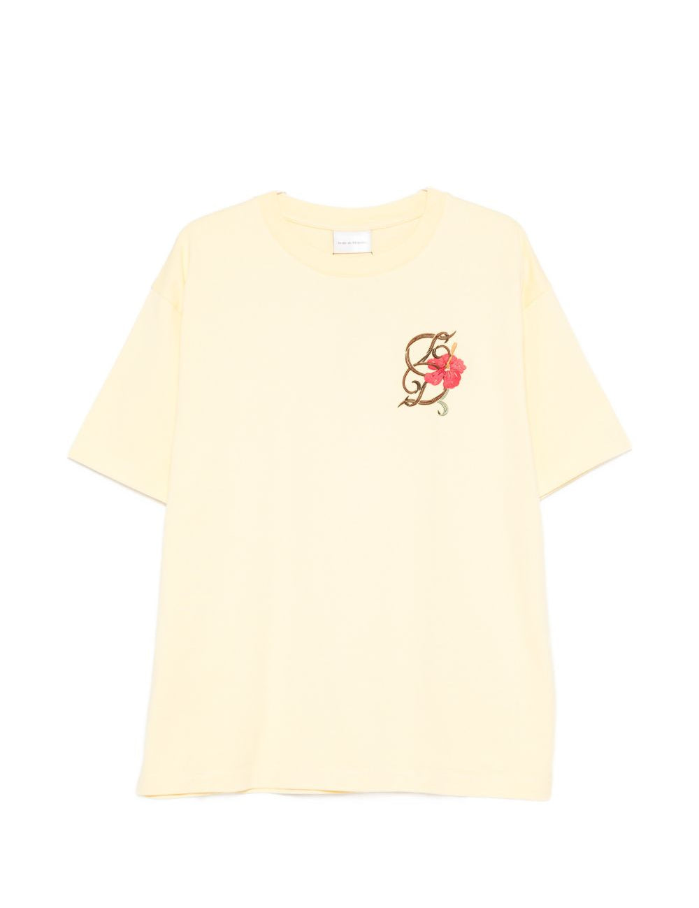 T-shirt D Hibiscus Brodée in giallo Drole de monsieur - uomo 